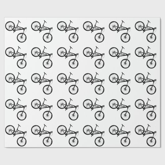 Mountainbike - Schwarzes auf Weiß Geschenkpapier (Flach)