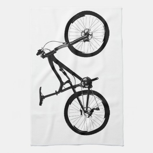 Mountainbike - Schwarzes auf Weiß Handtuch (Vertikal)