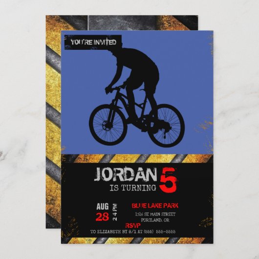 Mountainbike-Silhouette Einladung (Vorne/Hinten)