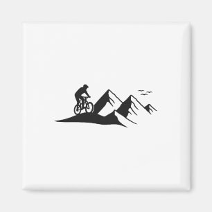 Mountainbike-Silhouette. Fahrrad in den Bergen! Magnet