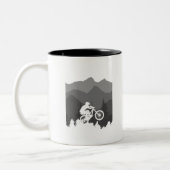 Mountainbike-Silhouette für den MTB-Fanatiker Zweifarbige Tasse (Links)