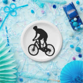 Mountainbike-Silhouette - Hintergrundfarbe auswähl Pappteller (Party)