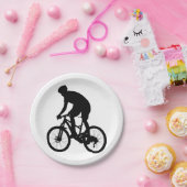 Mountainbike-Silhouette - Hintergrundfarbe auswähl Pappteller (Party)