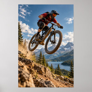 Mountainbike-Sprung-Wandkunst – Alpine Freeride MT Poster
