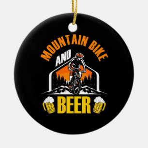 Mountainbike und Bier Keramik Ornament