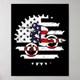 Mountainbike USA-Flagge MTB-Downhill-Fahren für Fr Poster