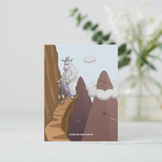 Mountainbike-Ziegen Postkarte (Stehend Vorderseite)