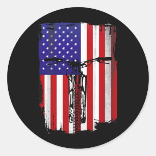 Mountainbiken Amerikanische Flagge Radfahren USA-F Runder Aufkleber