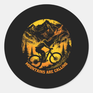 Mountainbiken Berge rufen Runder Aufkleber