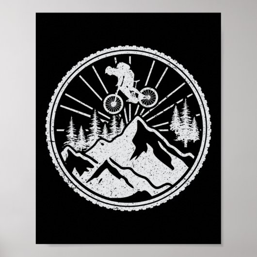 Mountainbiken Extrem Downhill MTB Sprung Wald R Poster (Vorne)