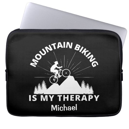 Mountainbiken ist meine Therapie Laptopschutzhülle (Vorderseite)