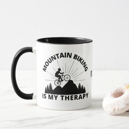 Mountainbiken ist meine Therapie Tasse (Mit Donut)