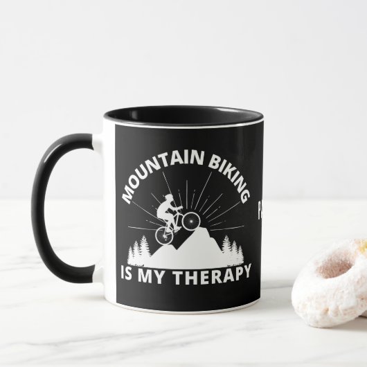 Mountainbiken ist meine Therapie Tasse (Mit Donut)