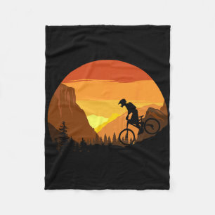 Mountainbiken Retro Sonnenuntergang Trail Rider Fleecedecke