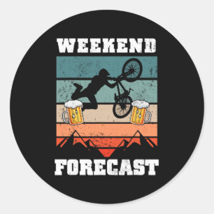 Mountainbiken und Bier Lustiges Mtb-Geschenk  Runder Aufkleber