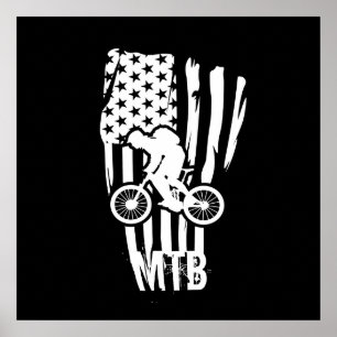 mountainbiken US amerikanische Flagge Poster
