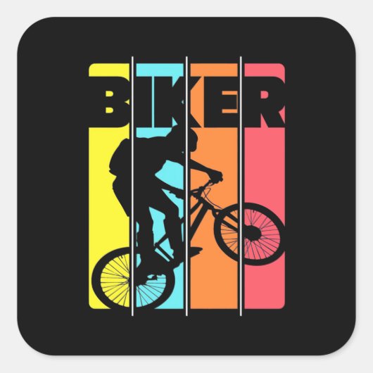 Mountainbiker Retro Vintag Quadratischer Aufkleber (Vorderseite)