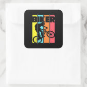 Mountainbiker Retro Vintag Quadratischer Aufkleber (Tasche)