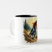 Mountainbiker-Tasse Zweifarbige Tasse (Vorderseite Links)