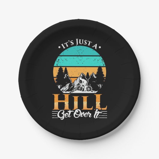 Mountainbiker überqueren Berg Pappteller (Vorderseite)