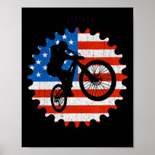 Mountainbiking Mtb Mountainbiker Patriotisch USA Poster