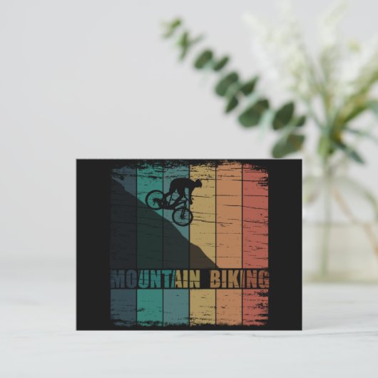 Mountainbiking Vintag Postkarte (Stehend Vorderseite)