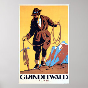 Mountaineer in Grindelwald, Switzerland Poster