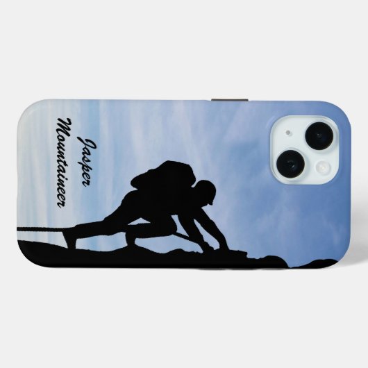 Mountaineering with Climber Silhouette personalize Case-Mate iPhone Hülle (Rückseite (Horizontal))