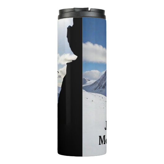 Mountaineering with Climber Silhouette personalize Thermosbecher (Rückseite)