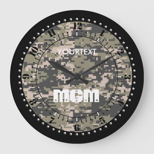 Mountainer Digital Camouflage Personalisiert Große Wanduhr (Vorderseite)