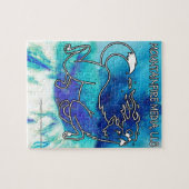 MountainFire Coyote Leaping über Vulkandesign 2 Puzzle (Horizontal)