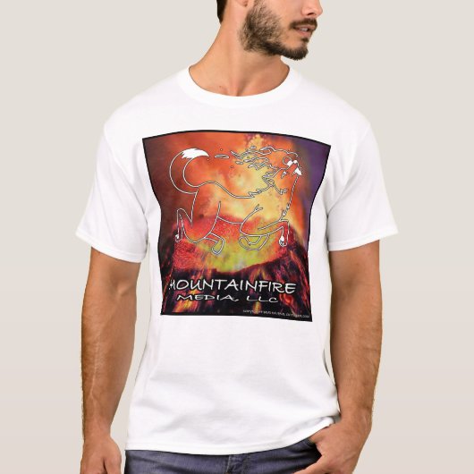 MountainFire Coyote springen über den Vulkan Weiß T-Shirt (Vorderseite)