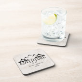 Mountains Adventure Begins Wedding Monogram Getränkeuntersetzer (Rechte Seite)