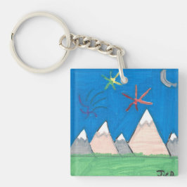 Mountains and Fireworks Keychain Schlüsselanhänger