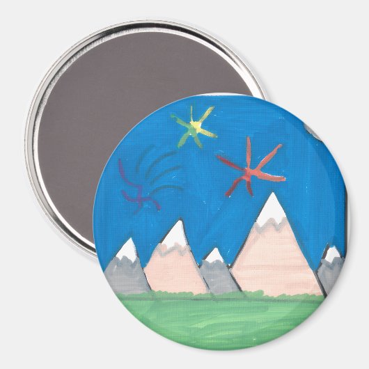 Mountains and Fireworks Magnet (Vorderseite/Rückseite)