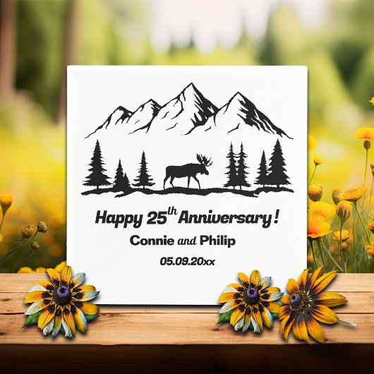 Mountains and Moose 25th Wedding Anniversary Serviette