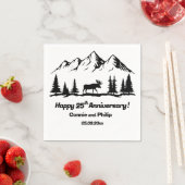 Mountains and Moose 25th Wedding Anniversary Serviette (Beispiel)