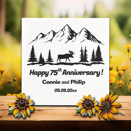 Mountains and Moose 75th Wedding Anniversary Serviette