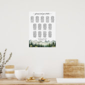 Mountains and Pines 13 Tables Wedding Seating Poster (Küche)