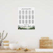 Mountains and Pines 15 Tables Wedding Seating Poster (Küche)