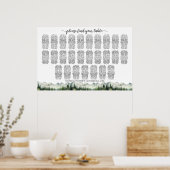 Mountains and Pines 27 Tables Wedding Seating Poster (Küche)