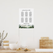 Mountains and Pines 6 Tables Wedding Seating Poster (Küche)