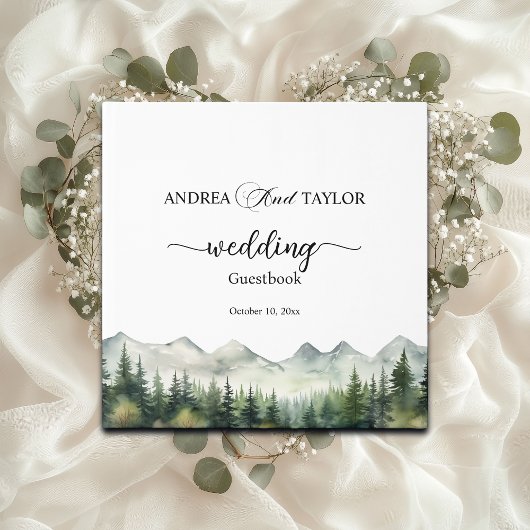 Mountains and Pines Elegant Wedding Gästebuch