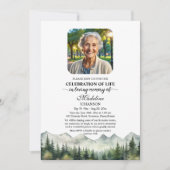 Mountains and Trees Celebration Of Life Funeral Einladung (Vorderseite)