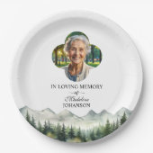 Mountains and Trees Celebration Of Life Funeral Pappteller (Vorderseite)