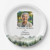 Mountains and Trees Celebration Of Life Funeral Pappteller (Vorderseite)