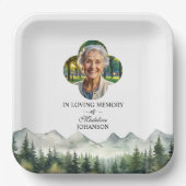 Mountains and Trees Celebration Of Life Funeral Pappteller (Vorderseite)
