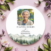 Mountains and Trees Celebration Of Life Funeral Runder Aufkleber
