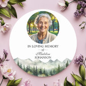 Mountains and Trees Celebration Of Life Funeral Runder Aufkleber
