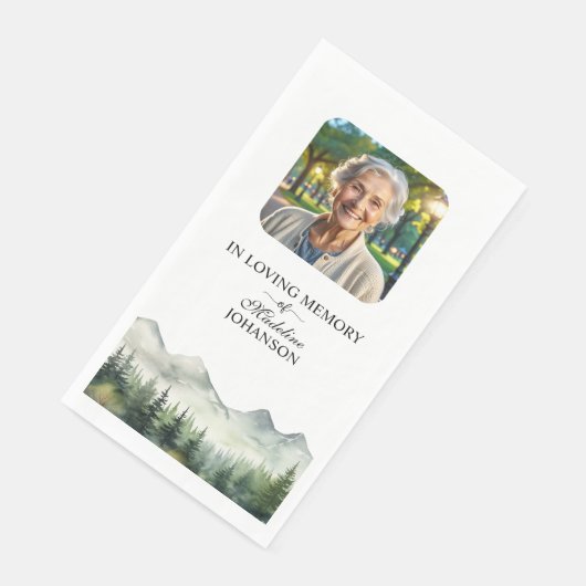 Mountains and Trees Celebration Of Life Funeral Serviette (Ecke)